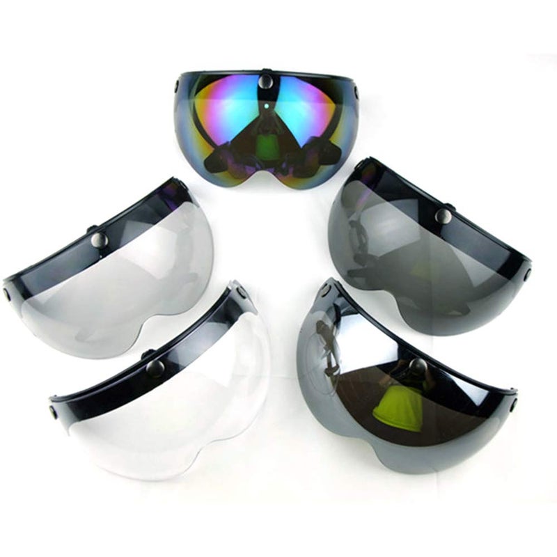 WANCAR Universal Motorcycle Retro Pilot-Style Standard 3 Snap-Button Visor Flip Up Down Open Face Helmet Wind Shield(Clear) - Image 5